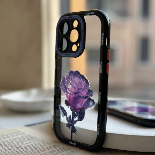 iPhone 13 Pro purple rose design frame Cover