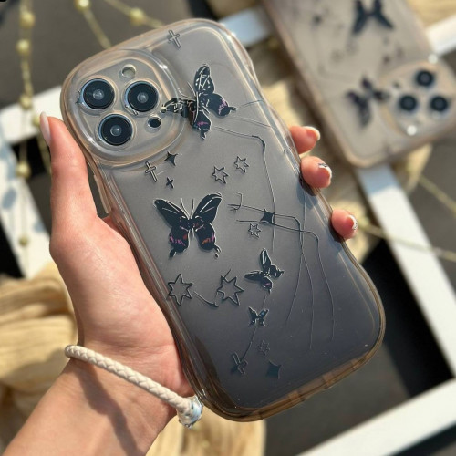Black Butterfly iPhone 12 Pro case with strap