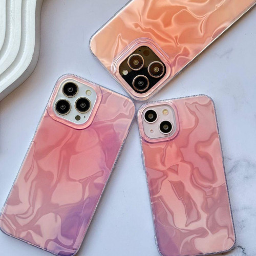 Pink holographic case with wave design for iPhone 15