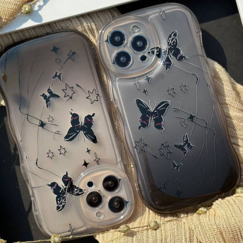 Black Butterfly iPhone 12 Pro case with strap